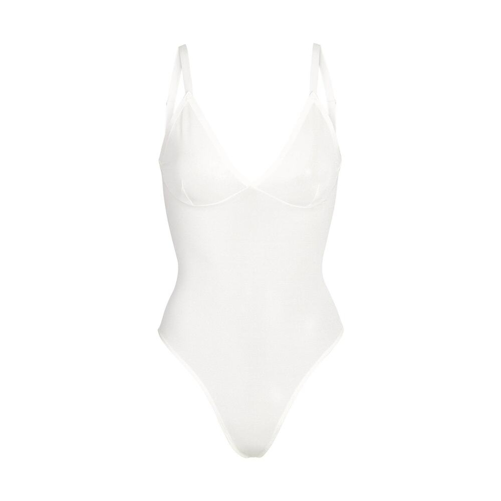 SKIMS Sheer Sculpt Thong Bodysuit - M - Marble
